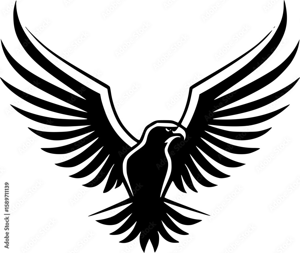 Fototapeta premium Eagle | Black and White Vector illustration