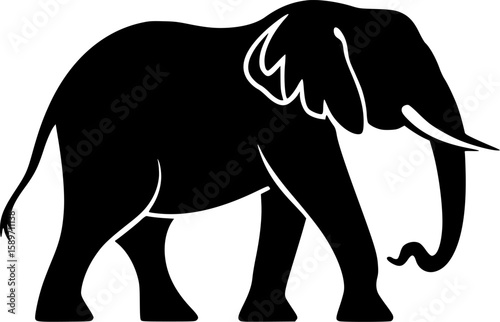 Elephant | Black and White Vector illustration