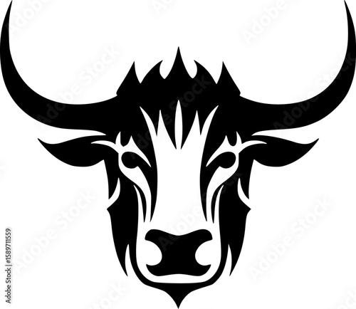Highland Cow | Black and White Vector illustration