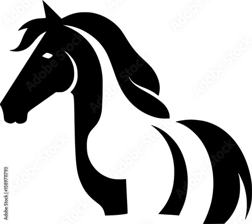 Horse | Black and White Vector illustration