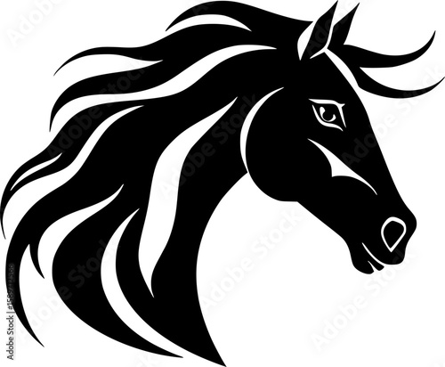 Horse | Black and White Vector illustration