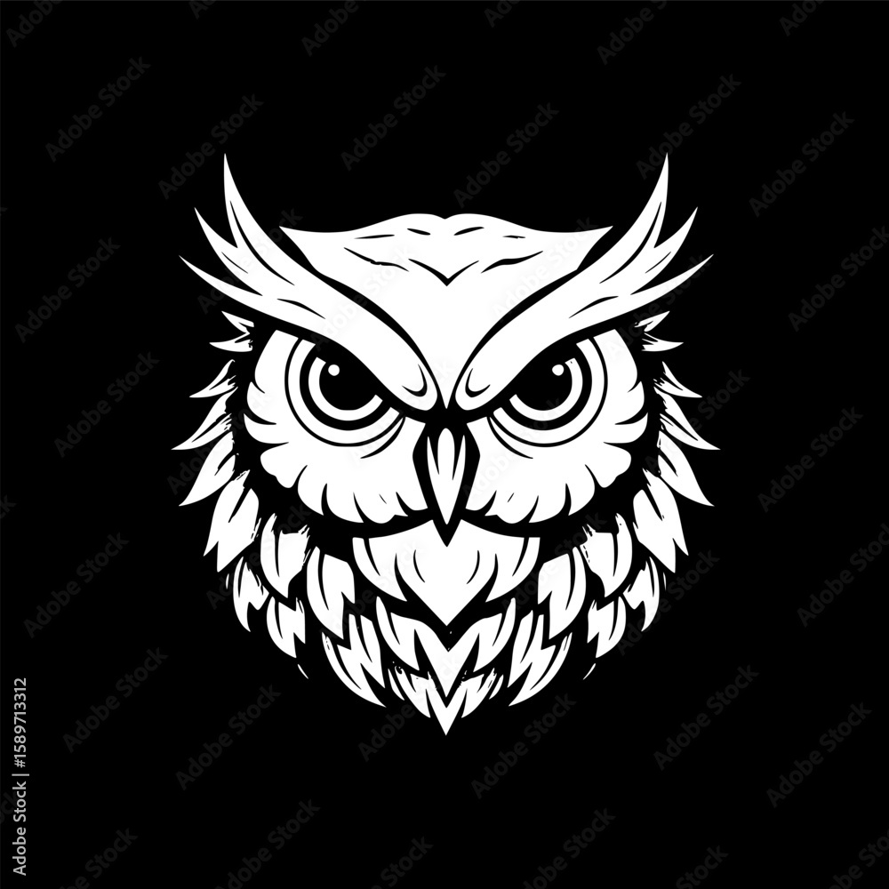 Fototapeta premium Owl Baby | Black and White Vector illustration