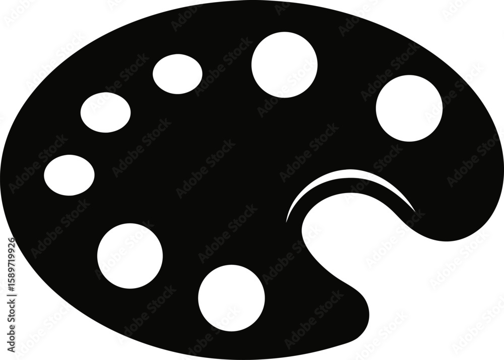 Fototapeta premium Artist Palette Silhouette Black and White Vector
