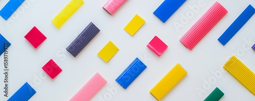 Colorful Clay Pattern Geometric Shapes and Blocks, Art Supplies, Craft ,Play Doh, Modeling Clay