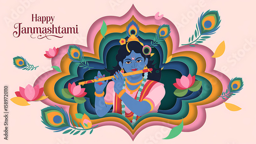 Happy Janmashtami festival design
Lord Krishna playing flute art
Hindu festival Janmashtami wishes | Krishna Janmashtami Banner


