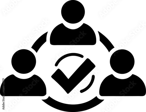 Decision Making Icon with People and Checkmark