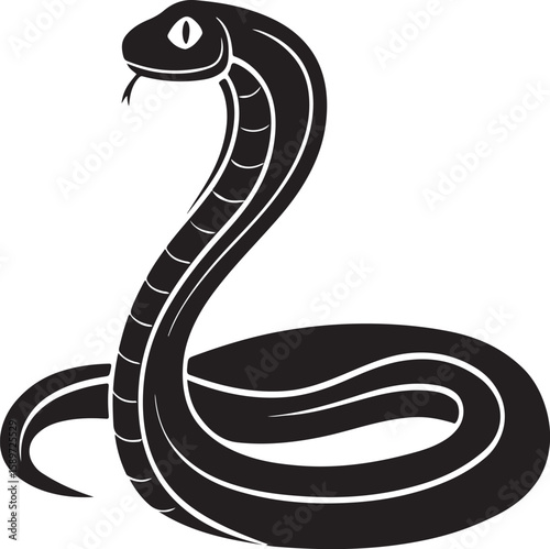 Black cobra snake illustration vector silhouette art graphic isolated on white background
