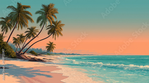 Wallpaper Mural Tropical Beach Paradise Palm Trees, Turquoise Sea, and Serene Sands Torontodigital.ca