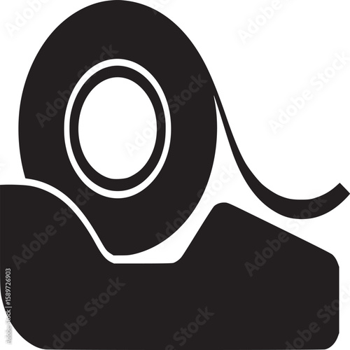 Adhesive tape dispenser vector icon, office supplies, packaging tape, stationery, black and white art