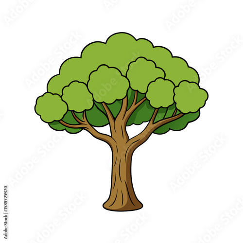 Creative Olive Tree Vector Illustration on White