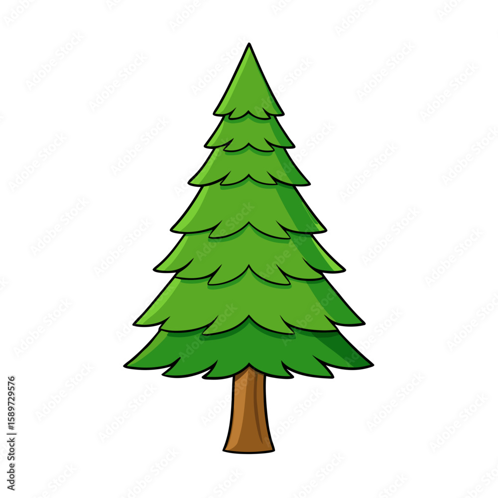 Creative Pine Tree Vector Illustration on White Creative Pine Tree Vector Illustration on White