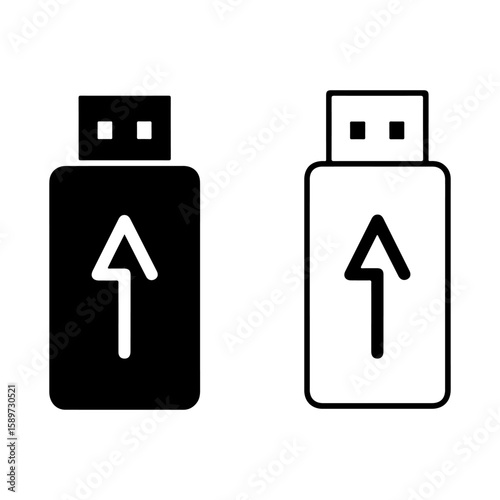 usb flash drive vector icon on transparent background

