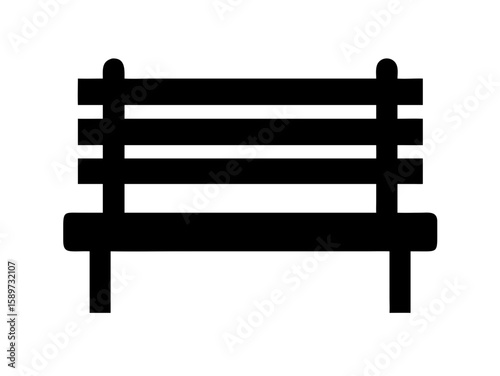 Outdoor Black Bench Vector Illustration