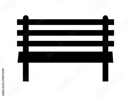 Outdoor Black Bench Vector Illustration