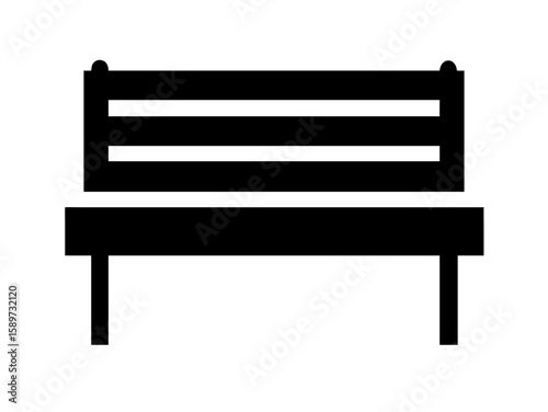Outdoor Black Bench Vector Illustration