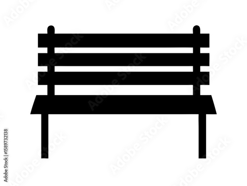 Outdoor Black Bench Vector Illustration