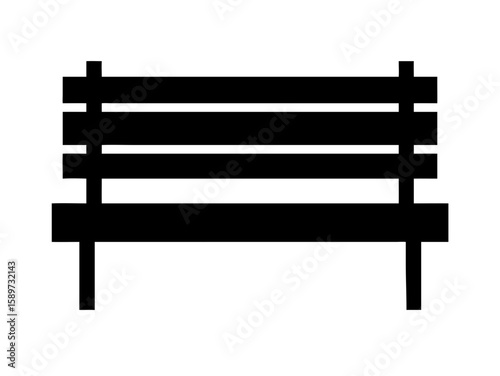 Outdoor Black Bench Vector Illustration