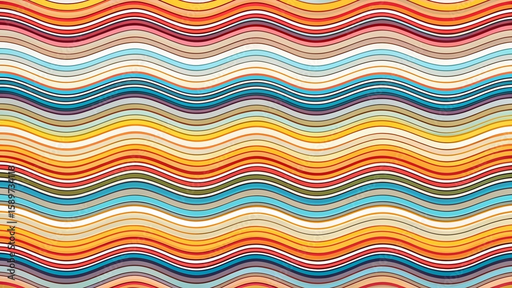 A vibrant abstract pattern of colorful wavy lines creates a dynamic and energetic background A vibrant abstract pattern of colorful wavy lines creates a dynamic and energetic background