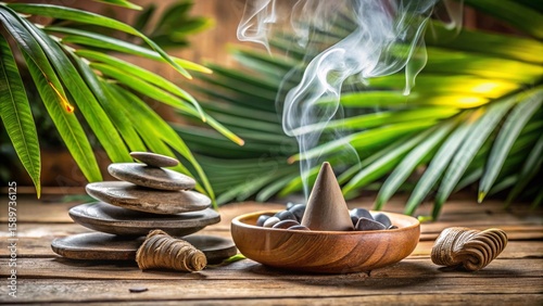 Zen spa stones and bamboo with fresh green leaves on white wood
Isolated healthy zen stones, bamboo, and fre