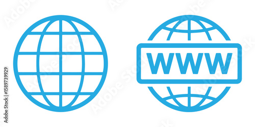 Global web connections are symbolized with a blue world internet network icon, communication and web browsing are visually represented.