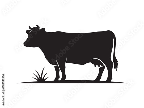 Cow vector, Holstein Friesian Cow Silhouette vector illustration 