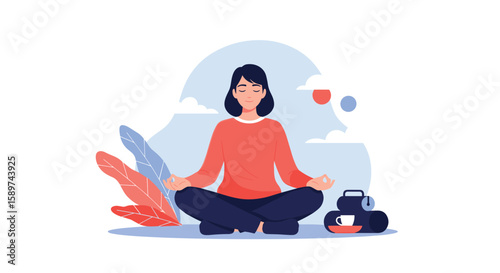 Mindfulness meditation practice session for inner peace and calmness