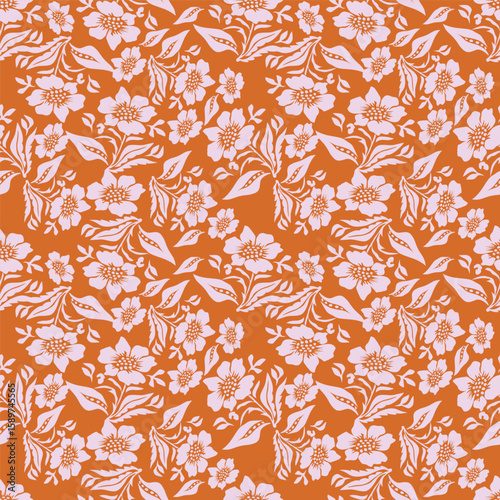 Seamless pattern with abstract flowers. Creative floral surface design. Vector background