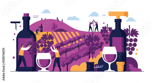 Vibrant vineyard scene showcasing wine production harvest festival celebration and enjoyment