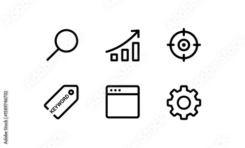 Simple linear icons set for business and digital marketing concepts