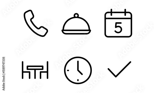 Minimalist line icons for hospitality and scheduling needs