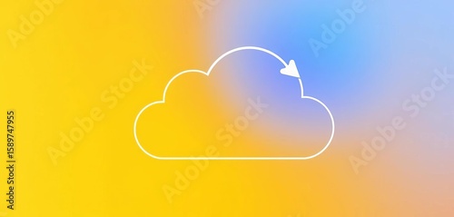 Cloud icon with circular arrows and segmented pie chart illustrating data synchronization and analytics,   data visualization,   design