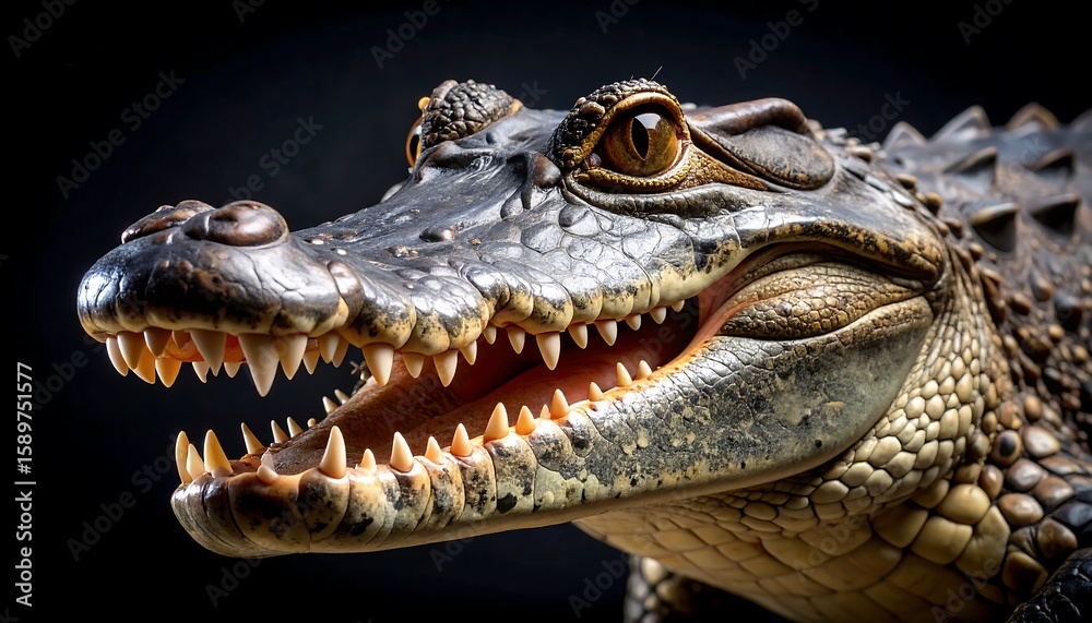 Close-up of a young caiman Close-up of a young caiman