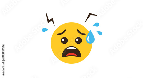 Anxious emoji showing fear sweat and worry with lightning bolts illustrating stress and mental health concerns