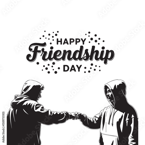 Hoodie Friends Bump Fists Happy Friendship Day Celebration Solidarity Silhouette Art Brotherhood