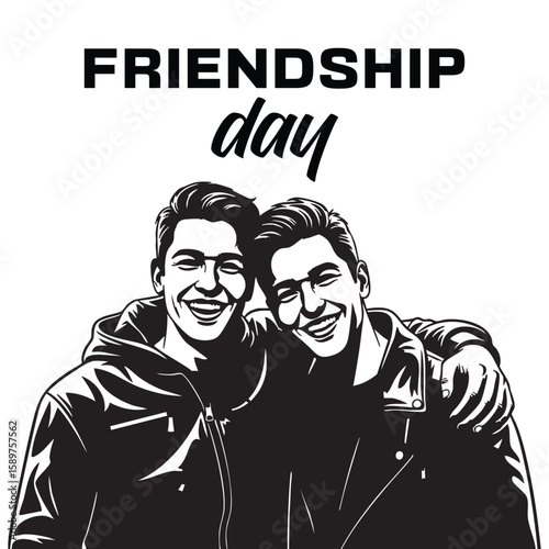 Friendship Day Celebrations Illustration of Best Friends Sharing Joyful Moments and silhouette