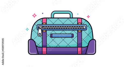 Stylish quilted duffel bag for travel and gym use with zipper and handles