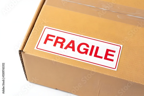 Fragile package delivery cardboard box shipping fragile items care handling fragile sticker
