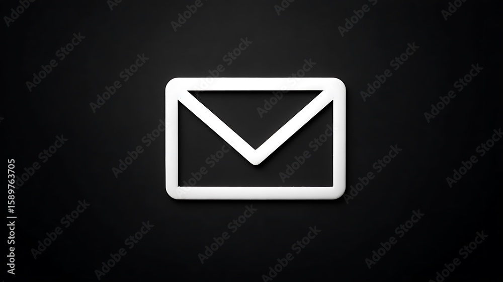 White Envelope Icon on Black Background White Envelope Icon on Black Background