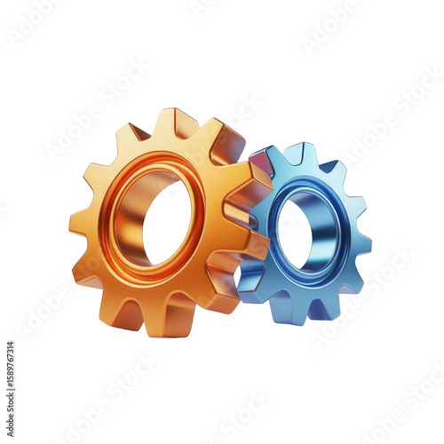 Colorful gear illustration of teamwork and engineering concepts in mechanical design art