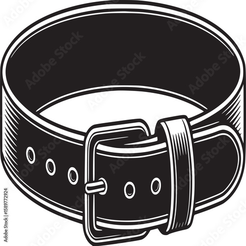 Obraz na plátně Black leather belt, buckle accessory, fashion illustration, belt design, leather
