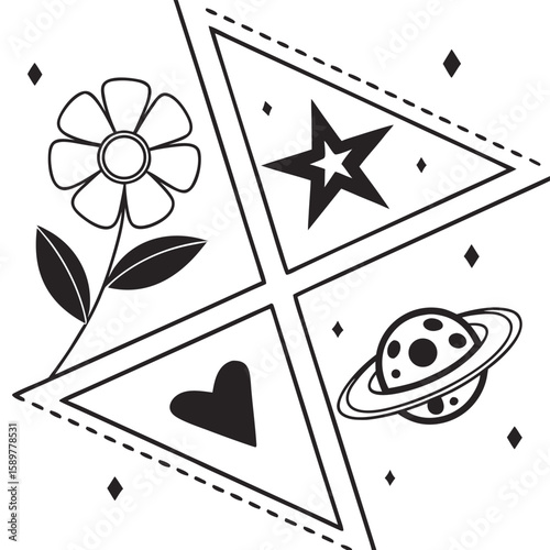 A seamless pattern of abstract floral hearts and butterflies for a gambling game background