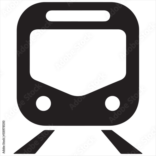 metro subway icon silhouette vector on white background.