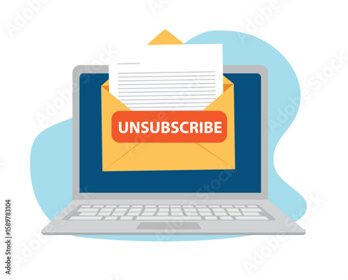 Unsubscribe email exit from mailing list, cancel subscription button, remove or leaving marketing email