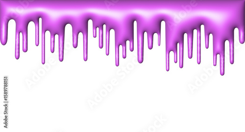 Liquid paint dripping down, 3D vector inflatable illustration.