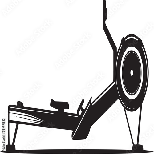 Rowing machine silhouette vector illustration for fitness workout and gym equipment design needs