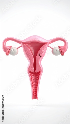Detailed 3D anatomical model of the uterus and ovaries