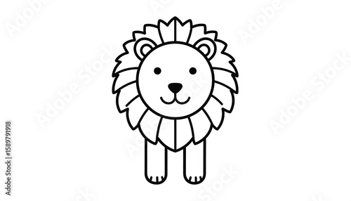 Simple black line drawing of a cartoon lion