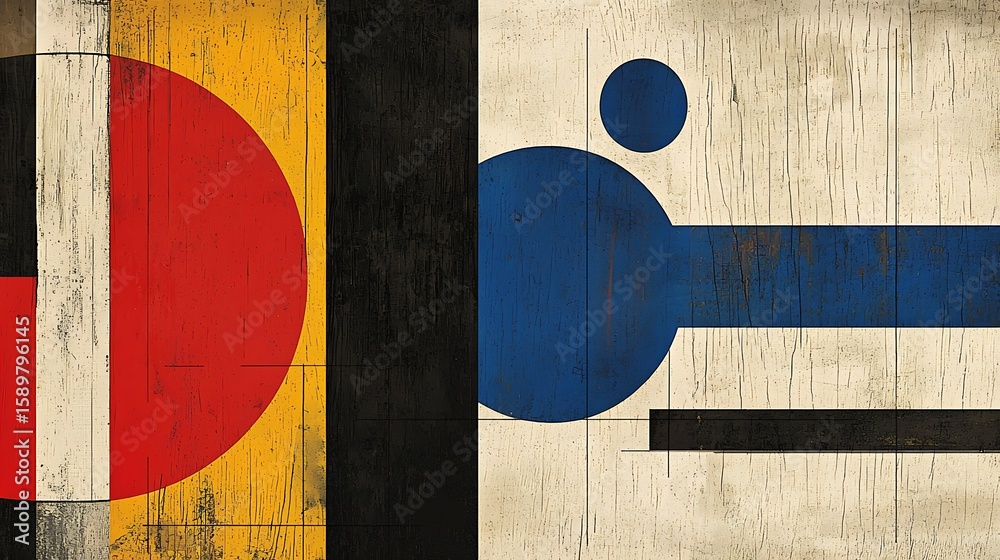 Naklejka premium Abstract Geometric Art Canvas Print with Bold Colors