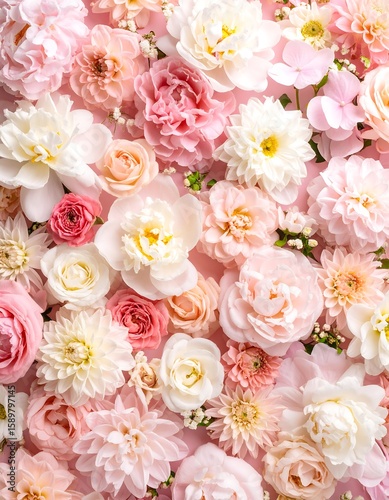 A vibrant arrangement of various pastel-toned flowers