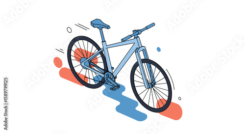 Dynamic illustration of a blue bicycle in motion capturing the thrill of the ride